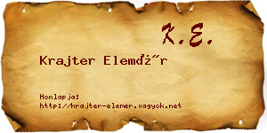 Krajter Elemér névjegykártya